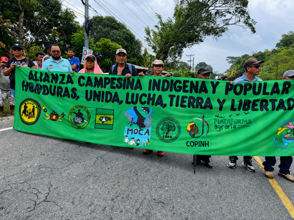 Protest against Honduras Decree 107-2026 involving campesino and Indigenous organizations